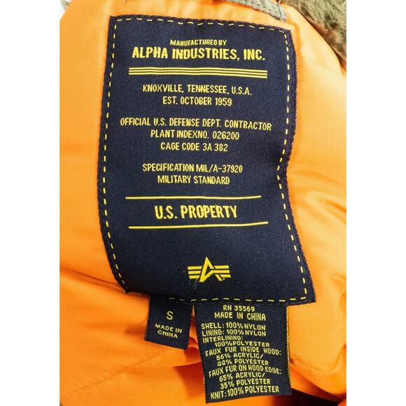 Alpha Industries Parka Jacket Men’s Size Small Green - Picture 10 of 14